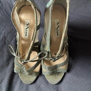 Nina Women's Sparkling Heels - Silver and Gold